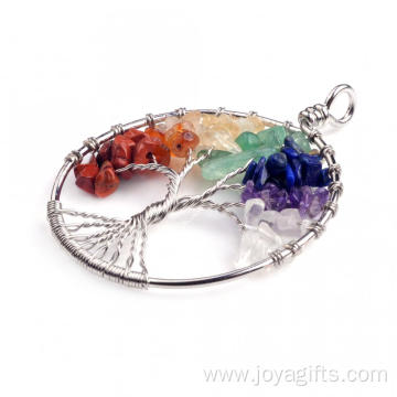 7 Chakra Stone Tree of Life Keychain